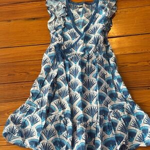Tea Collection Blue and White Patterned Dress